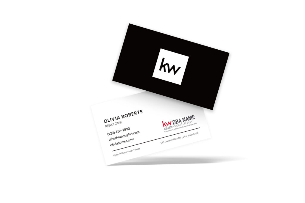 Horizontal Spot UV Black/White Raised KW Back Business Card